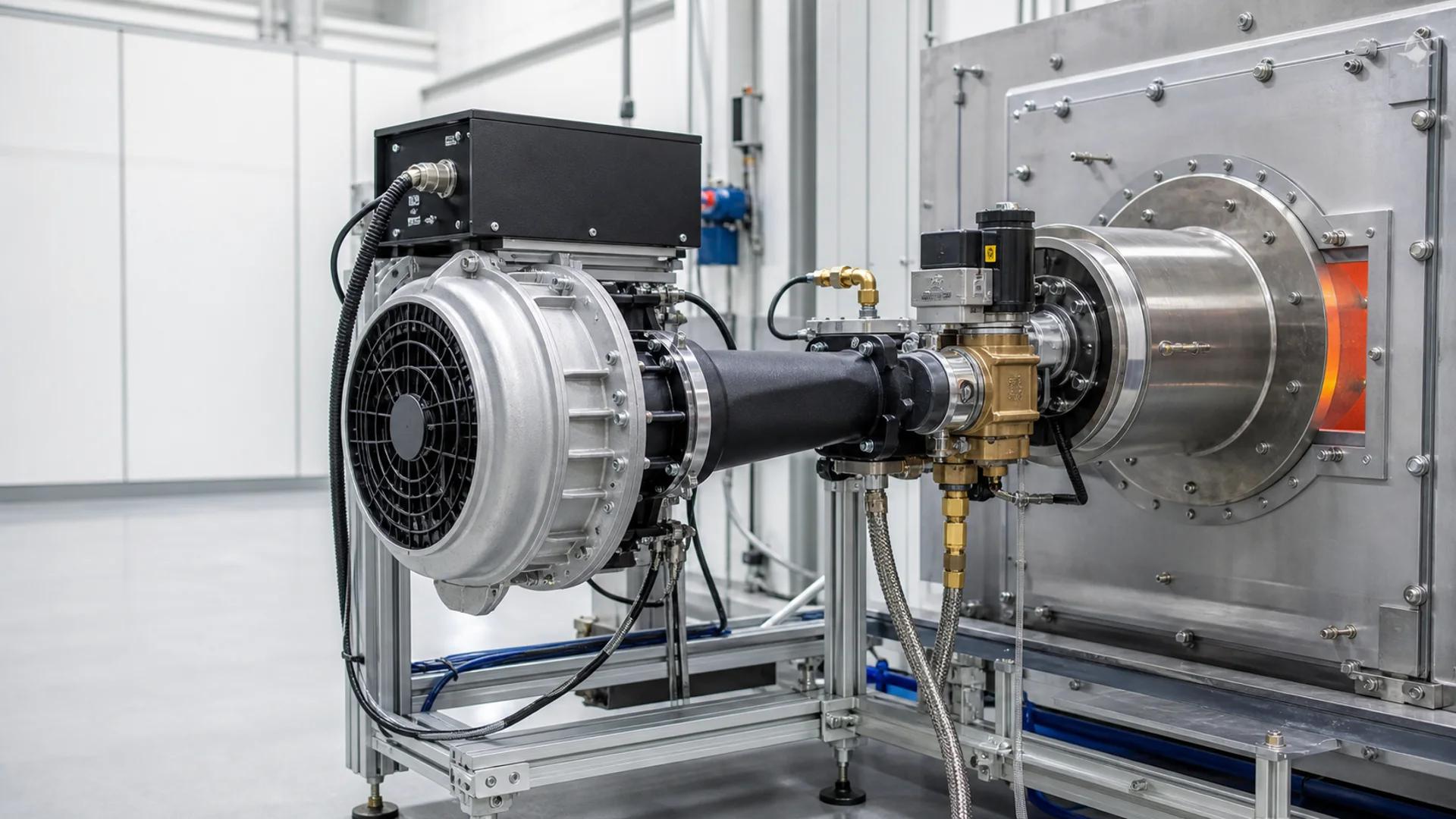 Fully premixed gas burner test system with integrated blower