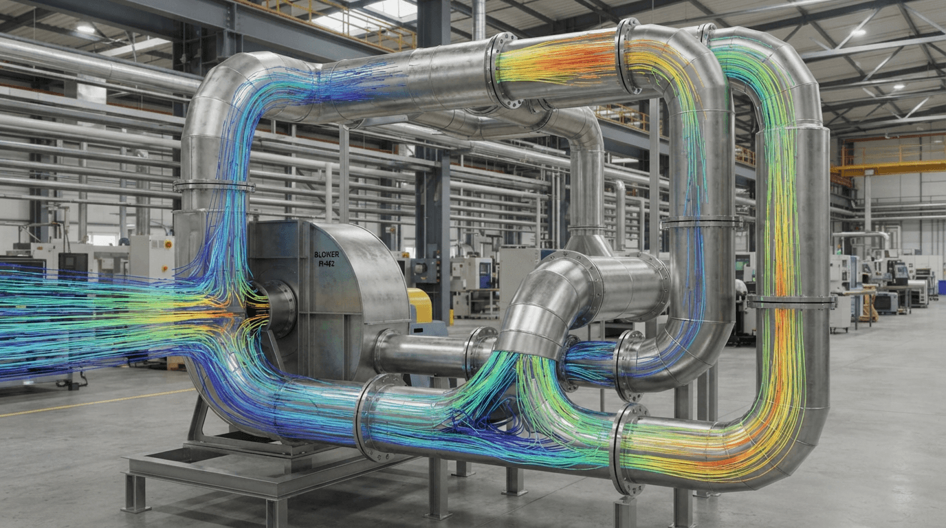 E-POWER high-static-pressure blower connected to a long flue system