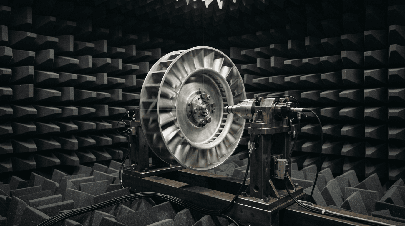 E-POWER blower with power and control cables in a testing environment