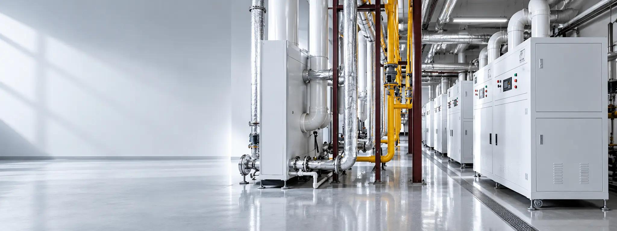 Modular condensing boilers in a commercial plant room