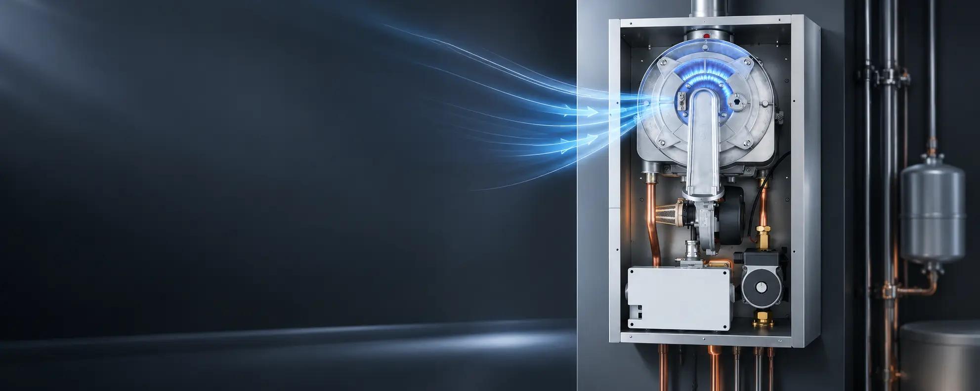 Wall-hung boiler installed in a residential interior
