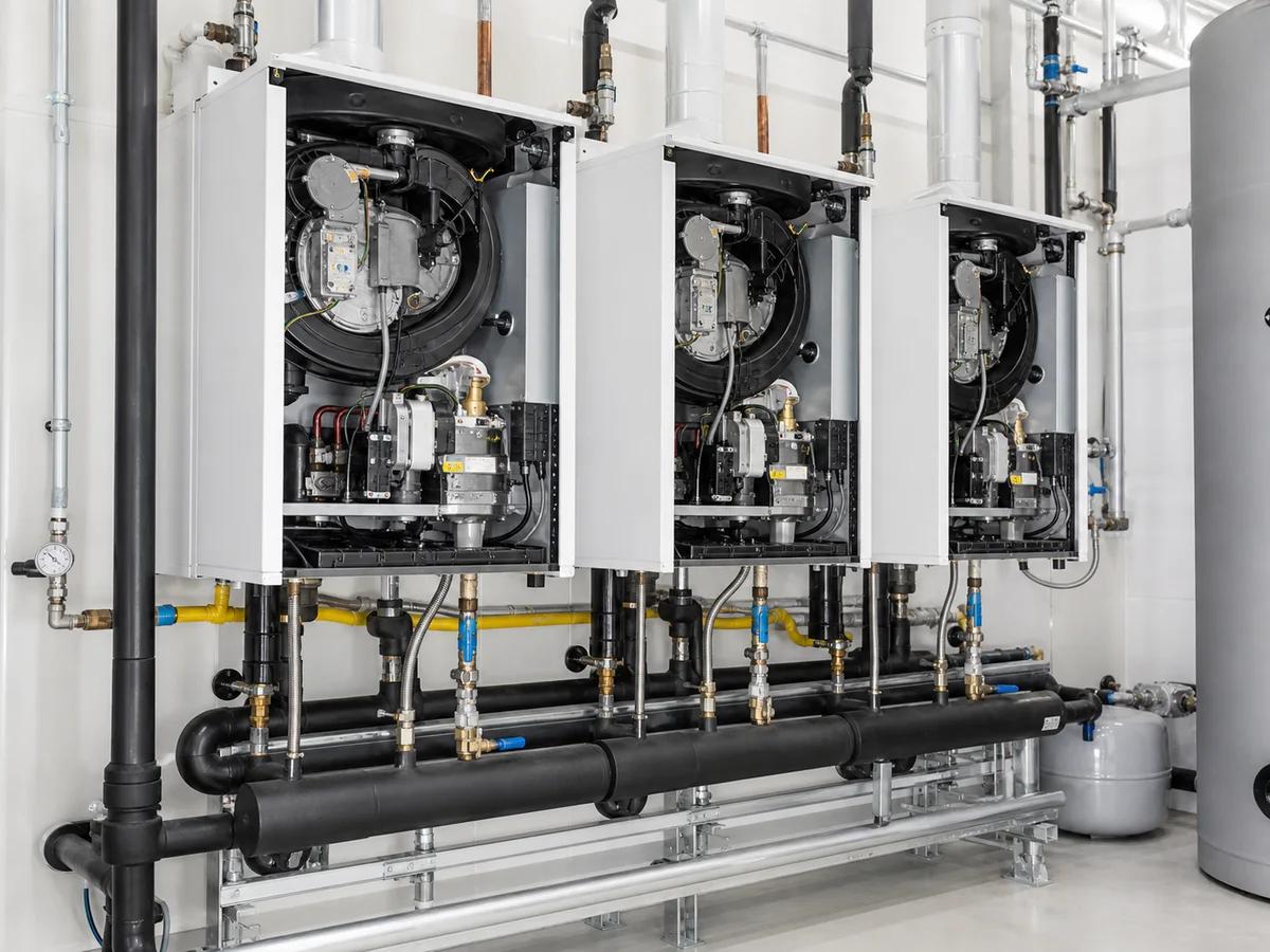 Combustion components inside modular commercial boiler units