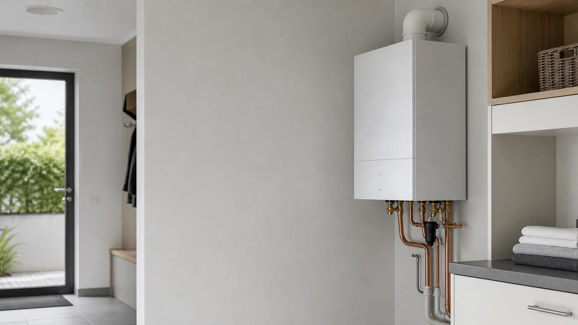 Wall-hung boiler installed in a residential interior